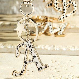 Chic Gold Custom Letter Keychain with Charm Active